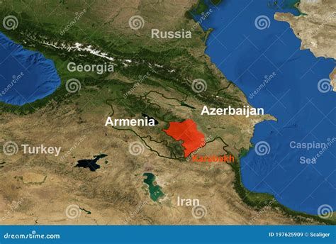 Armenia-Azerbaijan Conflict in Nagorno-Karabakh on Geographic Map ...