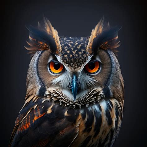 Premium AI Image | Beautiful owl's face captured in high resolution photography generative AI