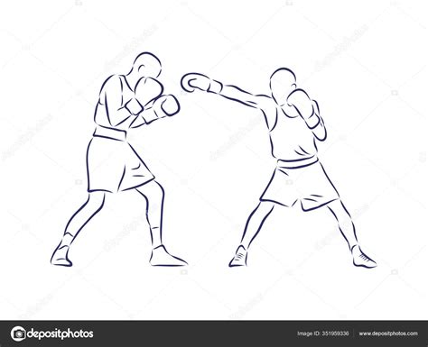 Boxing Champ Standing Ready Fight Simple Drawing Box Fighting Sport ...