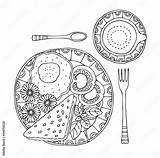 Hand drawn breakfast Egg Toast Tomato Basil And Coffee Sketch For  sketch template