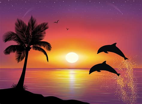 Sunsets | Sunset painting, Silhouette painting, Dolphin painting