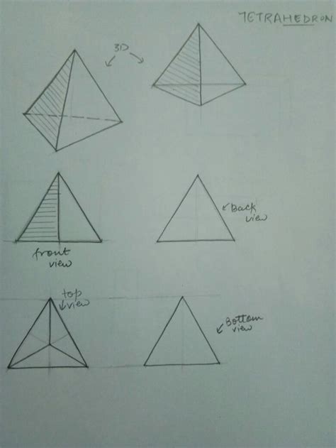 3D, isometric and orthographic views of tetrahedron. | Geometry art, Shading drawing ...