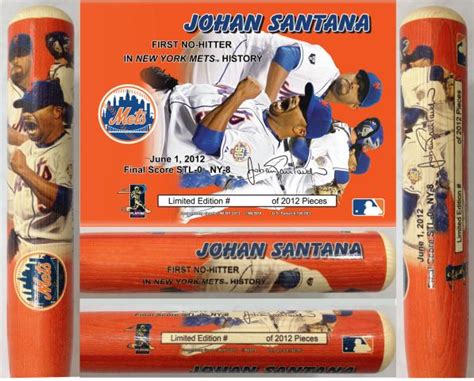 Johan Santana 1st Mets No Hitter Commemorative Bat - Big Time Bats