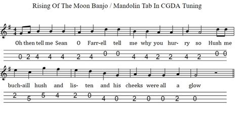 The Rising Of The Moon Easy Banjo / Mandolin Tab - Tenor Banjo Tabs