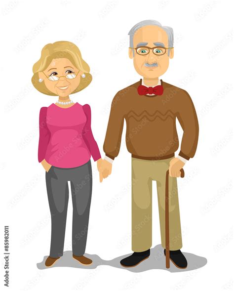 Grandpa and Grandma. Vector flat cartoon illustration Stock Vector ...