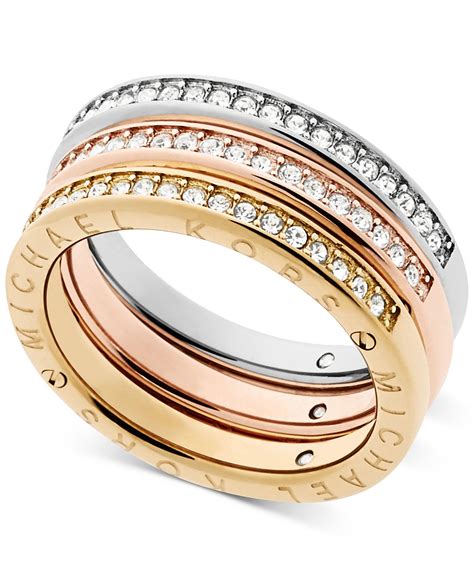 Michael Kors Tri-Tone 3-Pc. Set Pavé Rings - Macy's | Michael kors ...