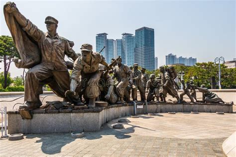 Monument with Fighting Soldiers Company in War Memorial of Korea for Peaceful Reunification ...