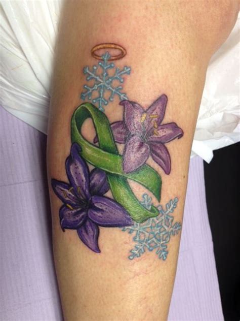 Green ribbon for Lymphoma, and snow angel theme for my mom who passed on December 5, 2011 ...