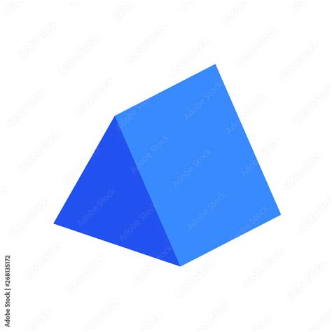 blue triangular prism basic simple 3d shape isolated on white background, geometric triangular ...