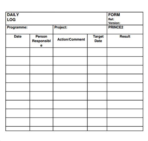 Printable Daily Log Sheets Excel Templates | Images and Photos finder