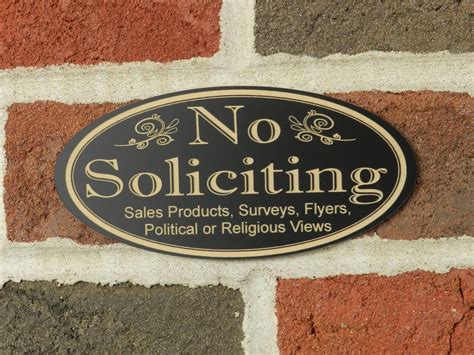 Oval "NO SOLICITING / etc." - Home/Business Door Sign | No soliciting signs, Door signs, No ...