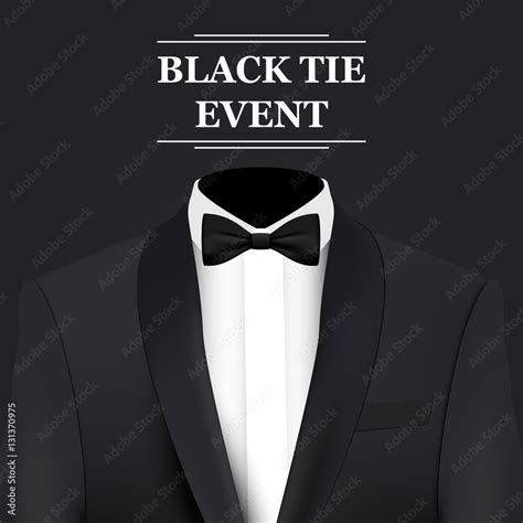 Black tie event invitation card, vector background Stock Vector | Adobe ...