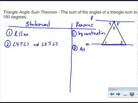 Triangle Angle Sum Theorem - Proof - YouTube