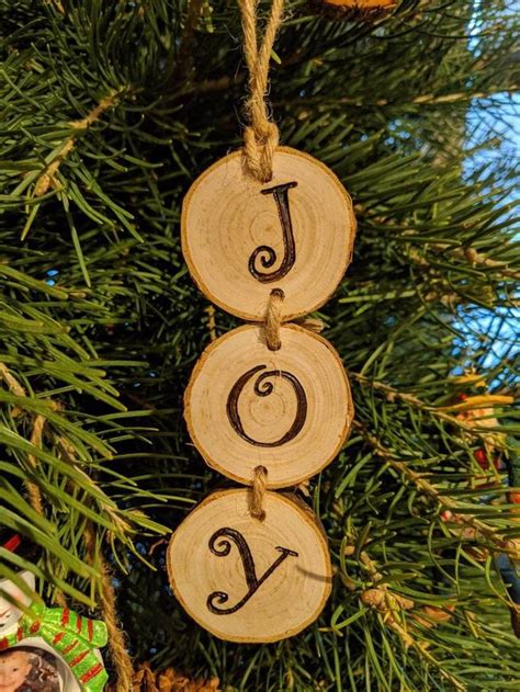 Wood Burned JOY Christmas Ornaments in 2021 | Wood christmas ornaments, Christmas wood crafts ...