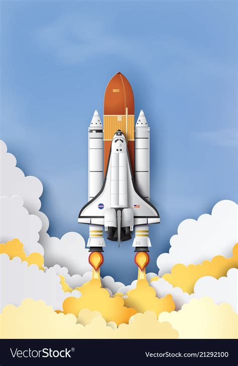 Space shuttle taking off on a mission Royalty Free Vector