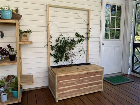 DIY planter bench with trellis and storage - PDF Printable Plans!