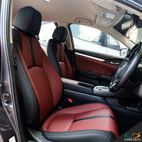 Honda Civic FC Leather Seats Maroon Black — CARBI DECO