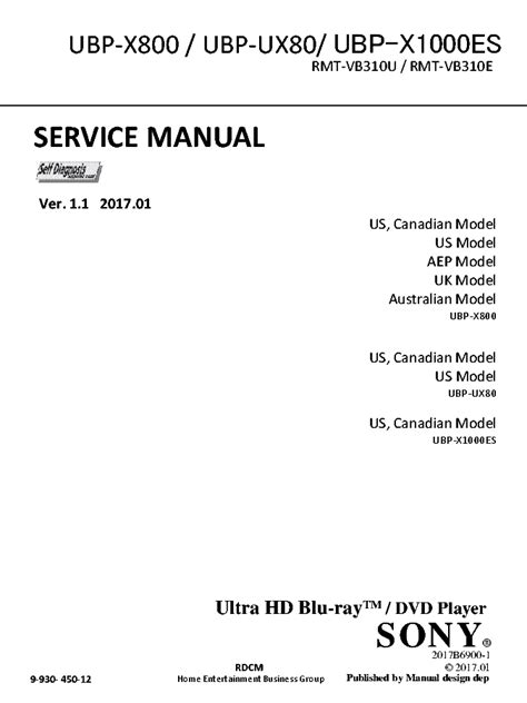 SONY UBP-X800 UBP-UX80 UBP-X1000ES VER.1.1 SM Service Manual download, schematics, eeprom ...