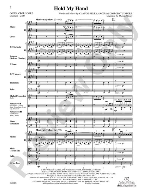 Hold My Hand: Full Orchestra Conductor Score & Parts: Claude Kelly ...