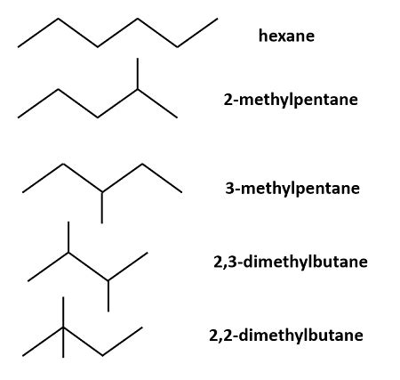 Draw the five constitutional isomers having the molecular formula C6H14. | Homework.Study.com