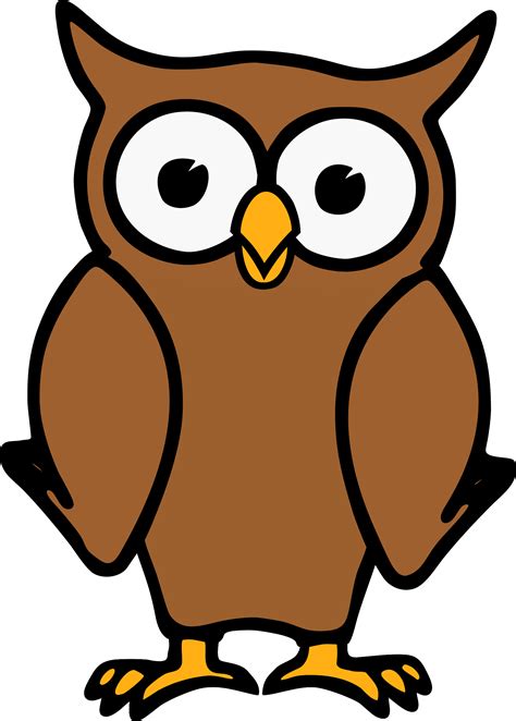 Owl by @etourist, Brown cartoon owl standing and facing forward., on @openclipart | Cartoon owl ...