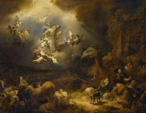 Govert Flinck - Engelen kondigen de geboorte aan van Christus aan de herders | Engel, Olieverf ...