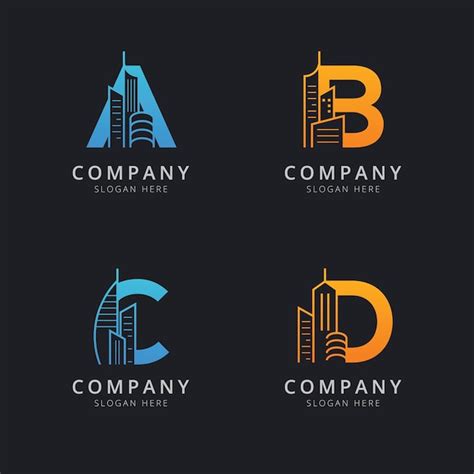 Premium Vector | Letter A B C and D with abstract building logo template