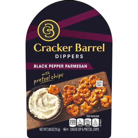 CRACKER BARREL Cheese Dip & Pretzels Cracked Black Pepper Parmesan Snack Tray | Artisan ...