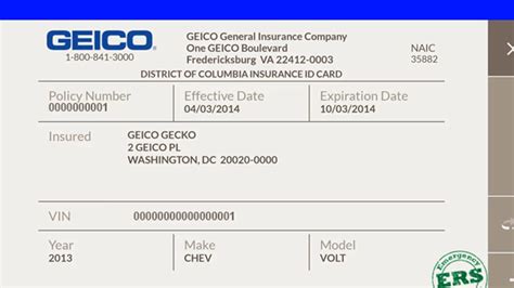 Fake Geico Insurance Card Template