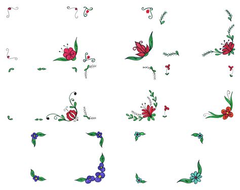 8 Flower Frame Drawing (PNG Transparent) | OnlyGFX.com