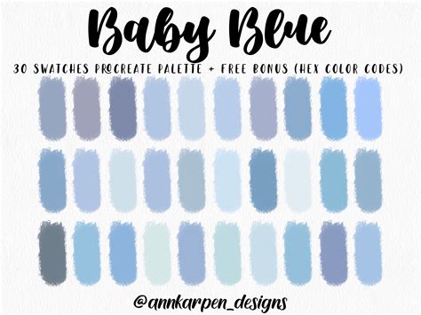 Baby Blue Procreate Palette, 30 HEX Color Codes, Instant Digital Download, iPad Pro Art Sky ...