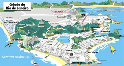 Large tourist panoramic map of Rio de Janeiro | Vidiani.com | Maps of all countries in one place