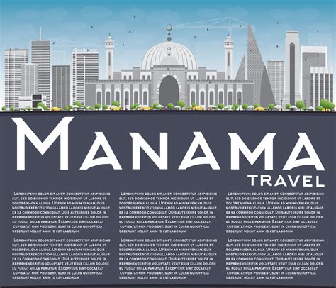 Manama Skyline with Gray Buildings and Copy Space. 9252002 Vector Art at Vecteezy