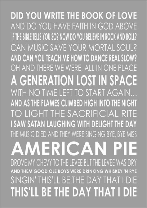 Don McLean - American Pie - Word Words Song Lyric Lyrics Wall Art Typography | eBay | American ...