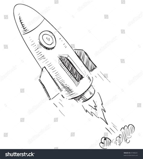 Soaring Rocket Ship Cartoon Icon Sketch: vetor stock (livre de direitos) 87398261 | Shutterstock