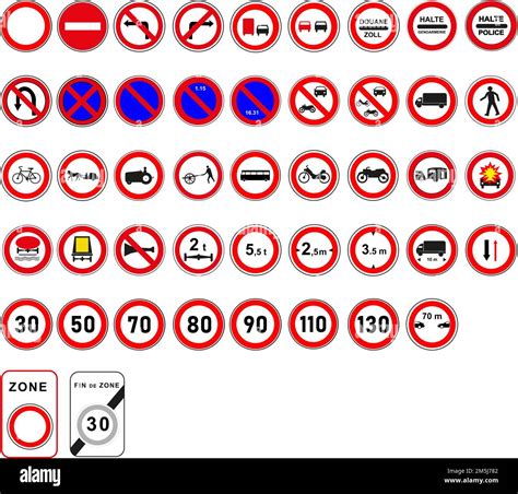 Panneaux routiers d'interdiction du code de la route France Stock Photo ...