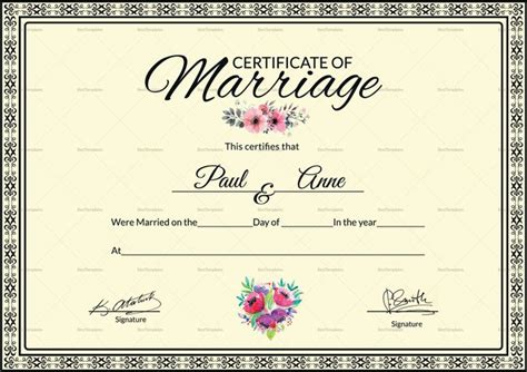 Marriage Certificate Template | Certificate templates, Marriage ...