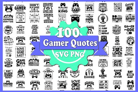 100 Gamer/Gaming Quotes SVG Bundle | Graphic Objects ~ Creative Market