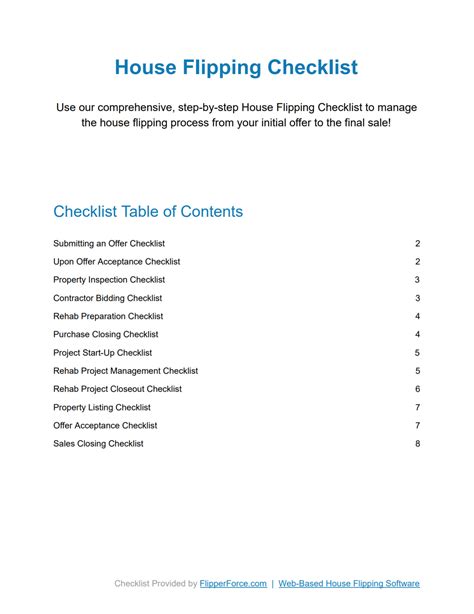 [DOWNLOAD] House Flipping Checklist