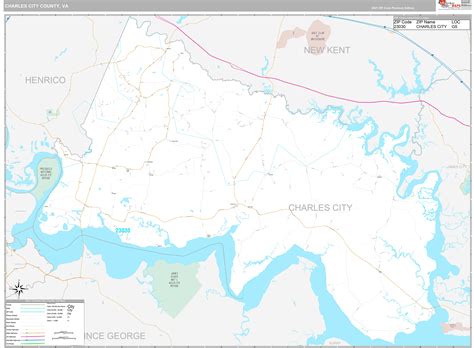 Charles City County, VA Wall Map Premium Style by MarketMAPS