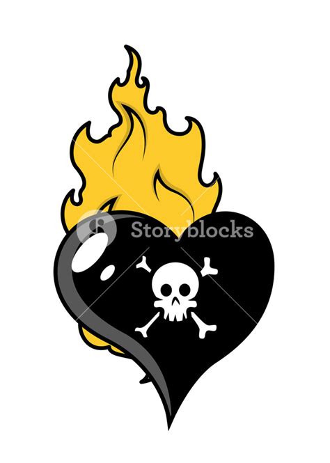 Burning Heart Tattoo Vector Royalty-Free Stock Image - Storyblocks