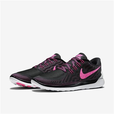 Nike Womens Free 5.0+ Running Shoes - Black/Pink - Tennisnuts.com