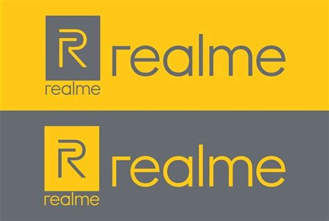 the logo for realme is yellow and gray