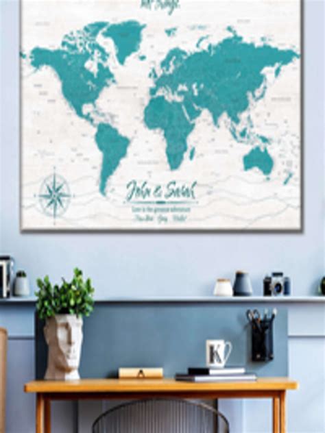 Buy POSTERS AND TRUSS Blue & White World Map Printed Wall Art - Wall Art for Unisex 22624902 ...