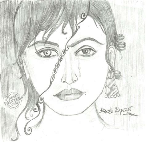 Angry Girl Pencil Sketch | DesiPainters.com