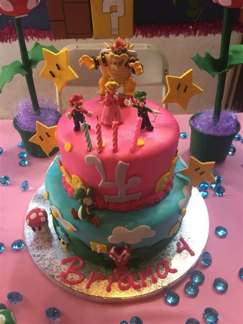 Princess peach and mario Bros cake | Peach party, Princess peach party ...