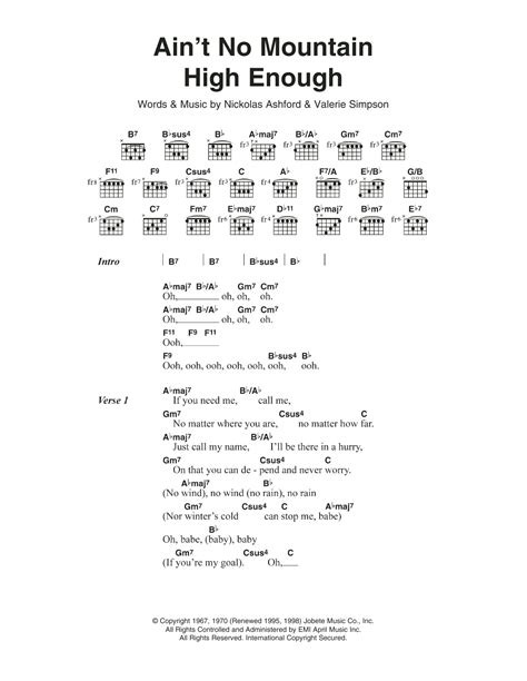 Ain't No Mountain High Enough by Diana Ross Sheet Music for Guitar ...