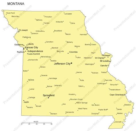 Missouri PowerPoint Map - Major Cities