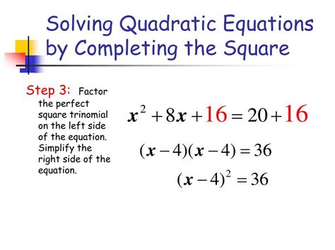 PPT - Solving Quadratic Equations by Completing the Square PowerPoint Presentation - ID:493596