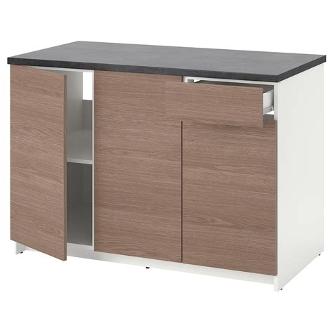 KNOXHULT Base cabinet with doors and drawer - wood effect, grey - IKEA